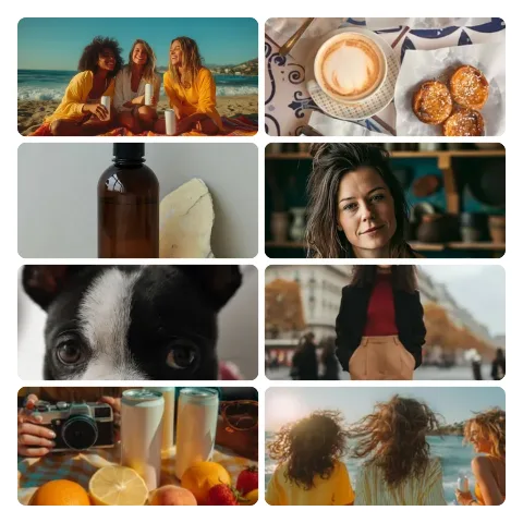 Preview of an 8-photo grid collage: eight sample photos in four rows of two.