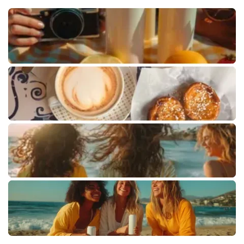 Preview of a stacked collage: four sample photos in rows, one above the other.