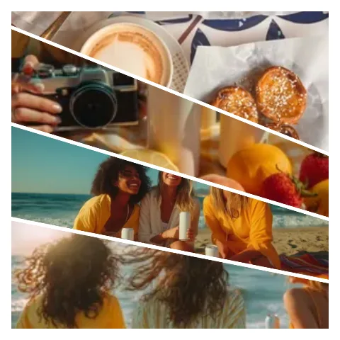 Preview of a slanted collage: four sample photos in bands divided by diagonal lines.