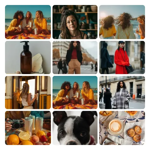 Preview of a 12-photo grid collage: twelve sample photos in four rows of three.
